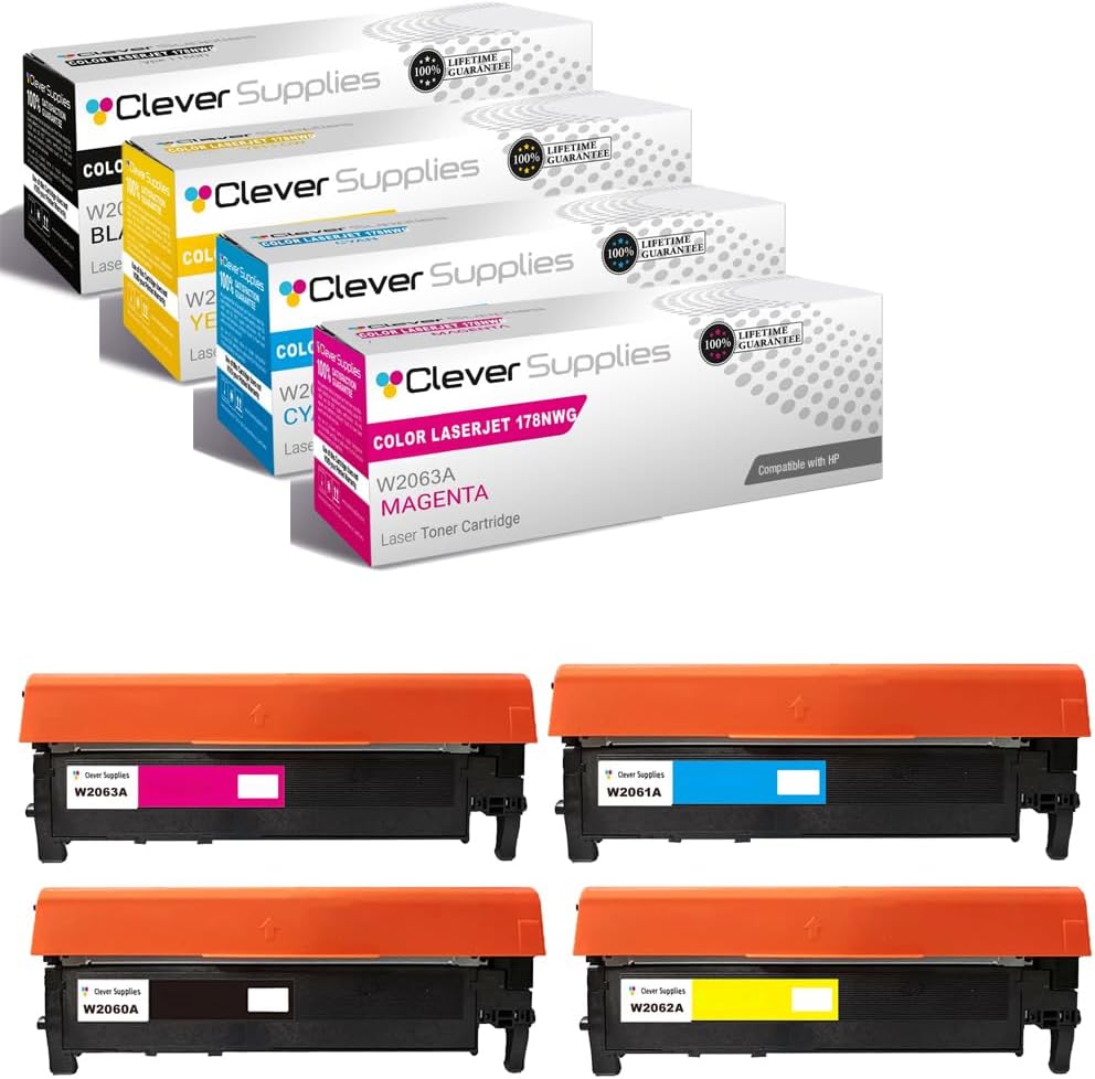 CS Replacement Compatible with HP 178NWG Toner Cartridge W2060A W2061A W2063A W2062A to use with 150A 150NW 178NW 179FNW (4-Color Set)
