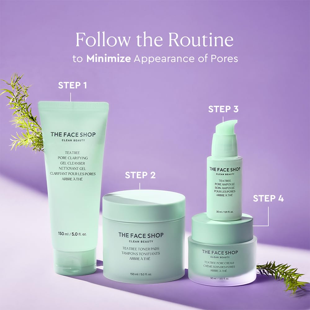 THE FACE SHOP Tea Tree Pore Clarifying Gel Cleanser | Gentle Facial Foam Cleanser for Acne-Prone Skin | Removes Excessive Sebum with Soothing Effect | 5.0 fl. Oz,K-Beauty - Image 7