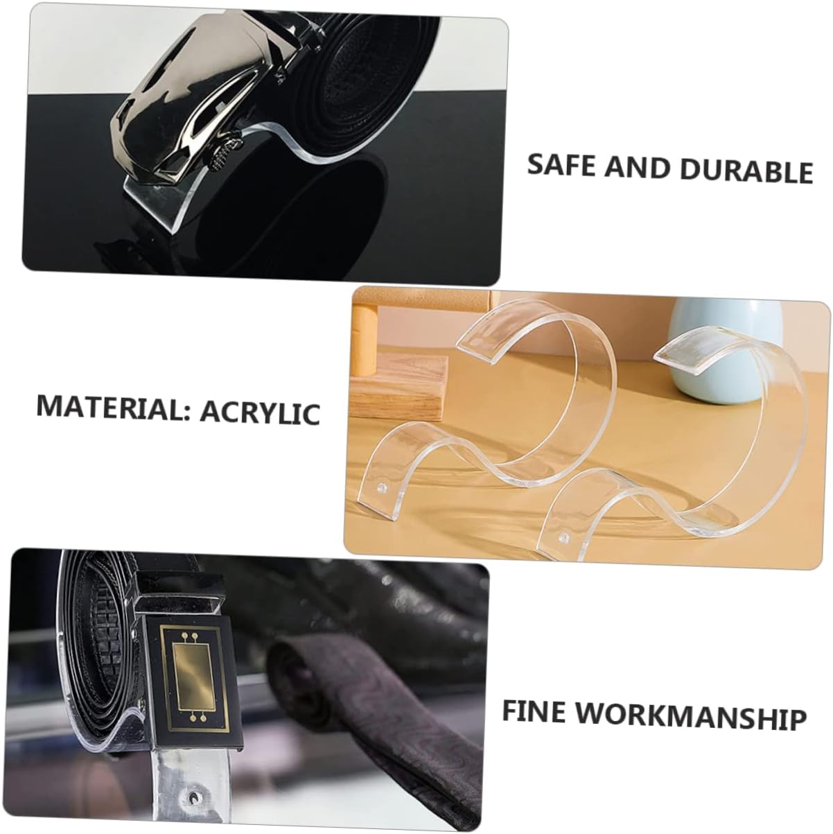 10pcs Acrylic Belt Display Stands Belt Rack for Retail Store Showcase Sturdy Holder for Accessories