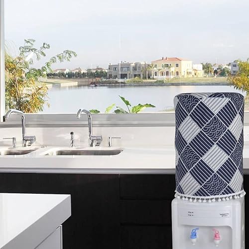 Miniatura 8 de ZUYYON Dispensador de agua para botellas de agua de 5 galones, cubierta de enfriador de agua con impresión de lino y algodón, cubierta reutilizable