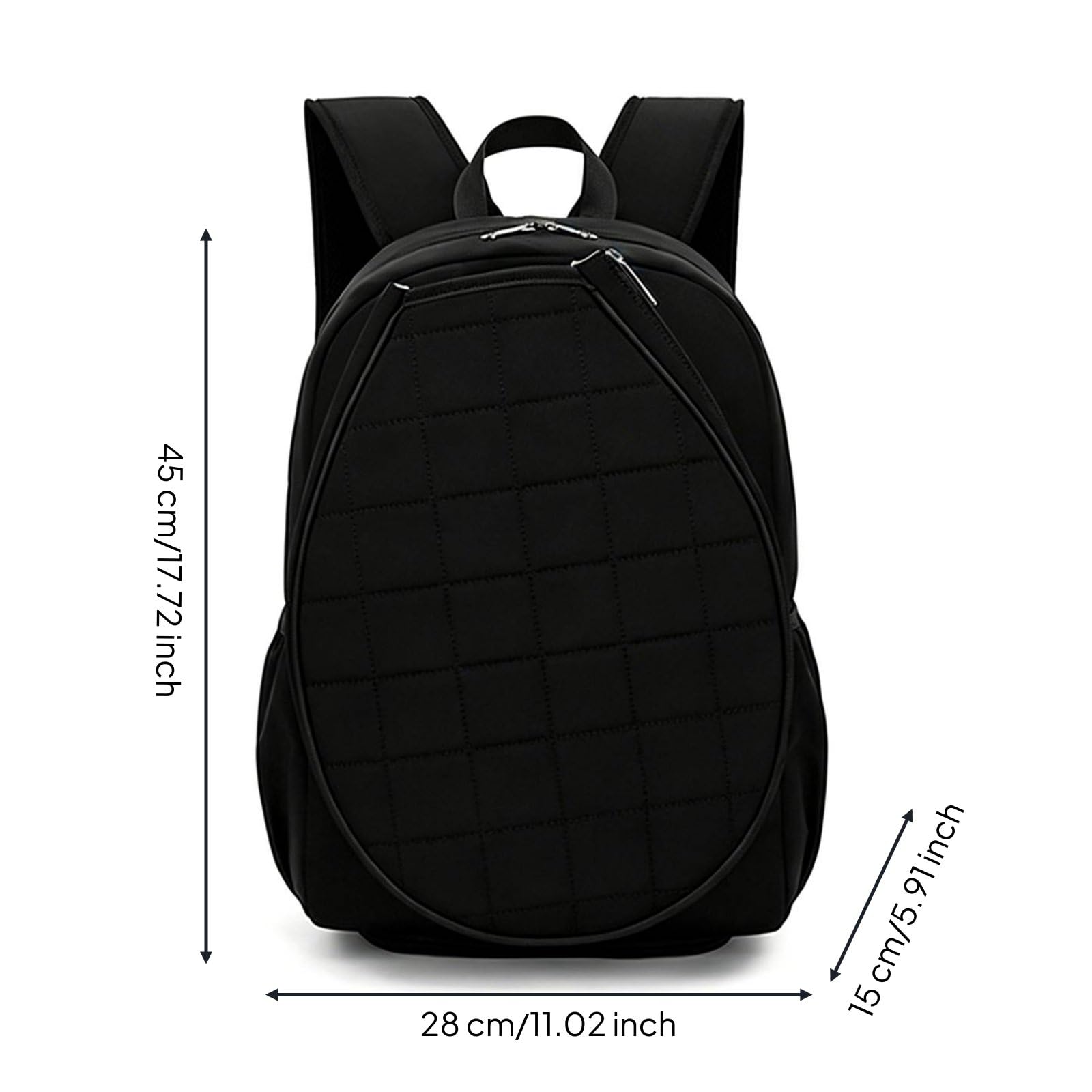 Zaino da Tennis Borsa Racchetta Zaino Sportivo Zaino Palestra Borsa Spalla con Tasca Frontale per Racchetta Separata Nylon Antipioggia Adatto per, Nero