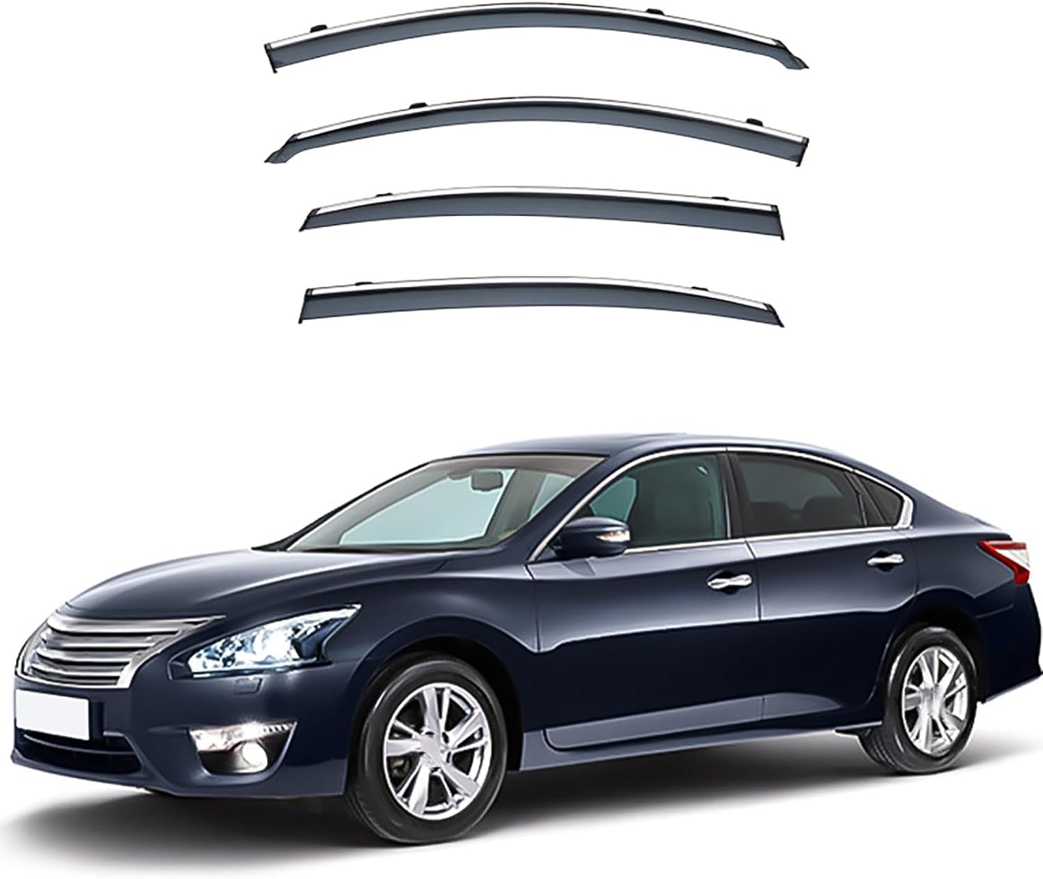 FengXH Window Deflectors for Nissan Teana MK3-L33 2014-2018 - 4pc Smoke Tint, Waterproof, Noise Reducing.