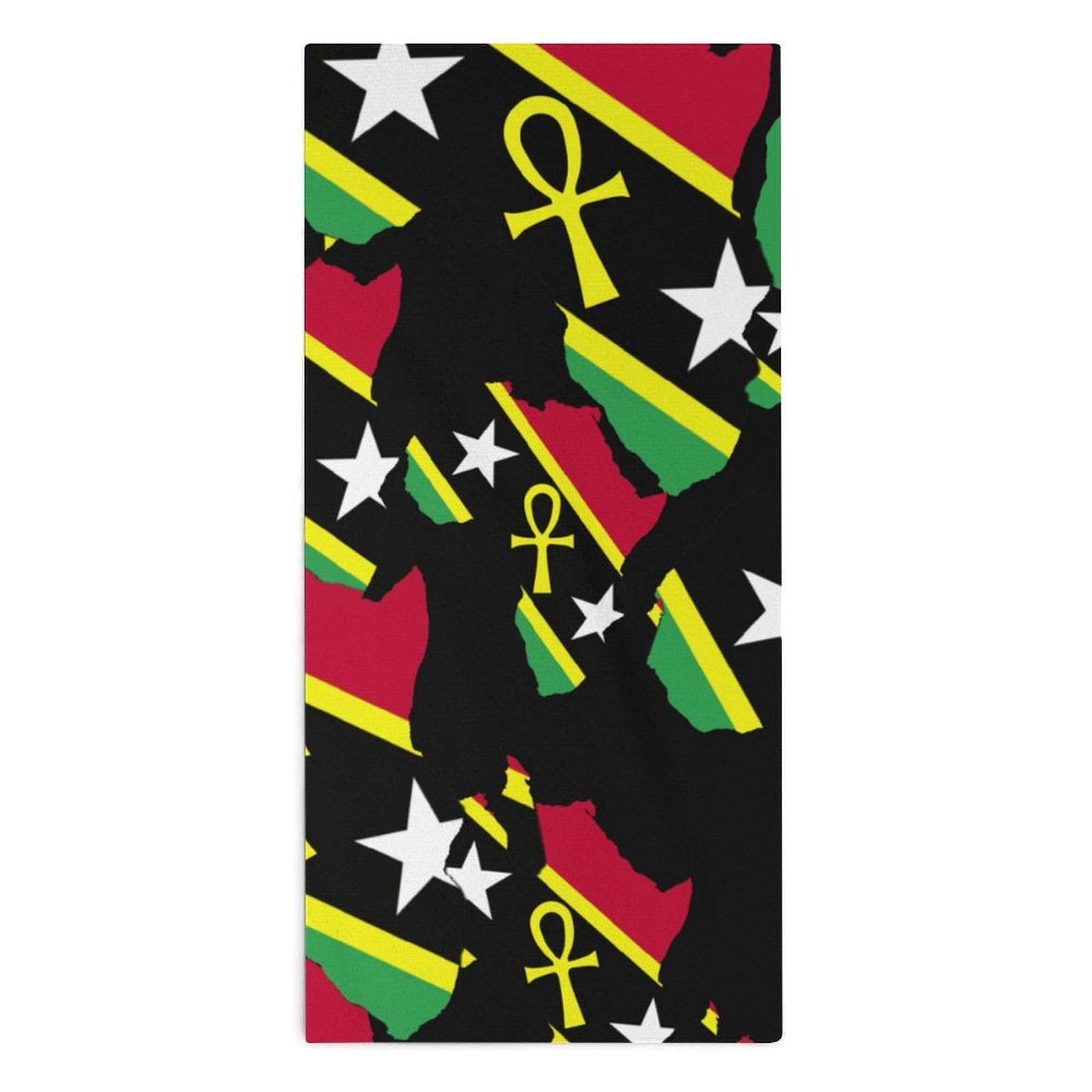 NCLQVJXZKHW Ankh African Map Saint Kitts And Nevis Flag Hand Towels Soft Face Towel Gym Bathroom Travel Hotel 13"x28"