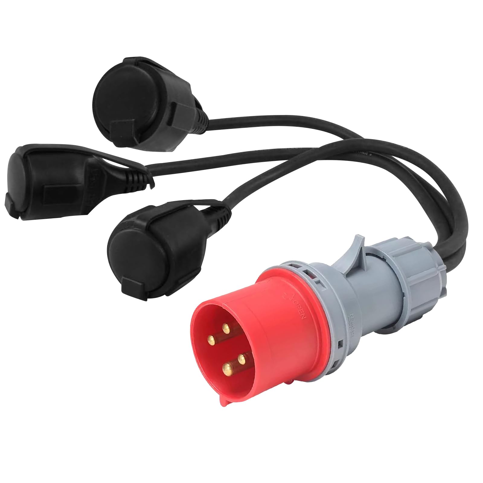 Adattatore CEE ad Alta Corrente: 400 V 16 A Maschio su 3 X 230 V Accoppiamento, Adattatore di Alimentazione Versatile per Apparecchi a Corrente Forte, Distributore per Officine e Industria