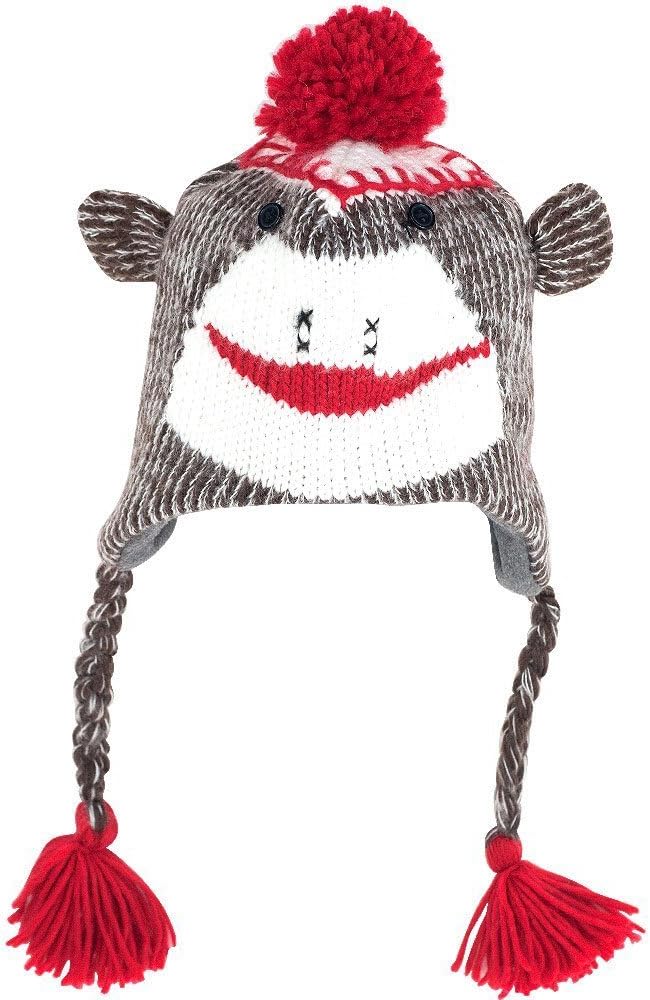 Adult Size Sock Monkey Aviator Hat W/poly-fleece Lining