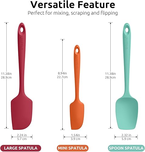 Miniatura 2 de U-Taste Juego de espátulas de silicona para hornear 600F de alta resistencia al calor, raspador de cocina de goma flexible de grado alimenticio,