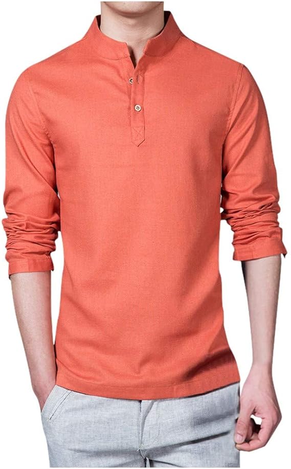 Amazon Co Jp Charku メンズ Tシャツ 綿 長袖 襟を立てる 無地 服 ボタン付き 軽い 柔らかい シルエット おしゃれ ファッション 人気 快適 薄手 麻 ストリート リンネル カジュアル 夏服 シャツ ブラウス トップス カジュアル トップ シャツ 普段着 シューズ バッグ