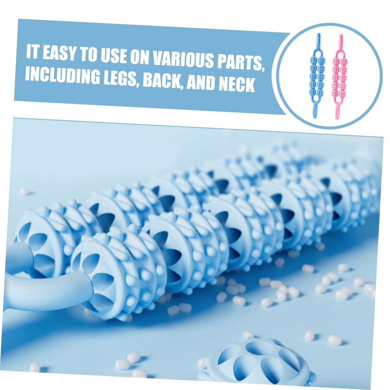 Beaupretty 2pezzi Massaggiatore a Rotella in Plastica e Metallo Ergonomico Per Muscoli Della Schiena e Gambe Portatile Per Rilassamento e Recupero Atleti