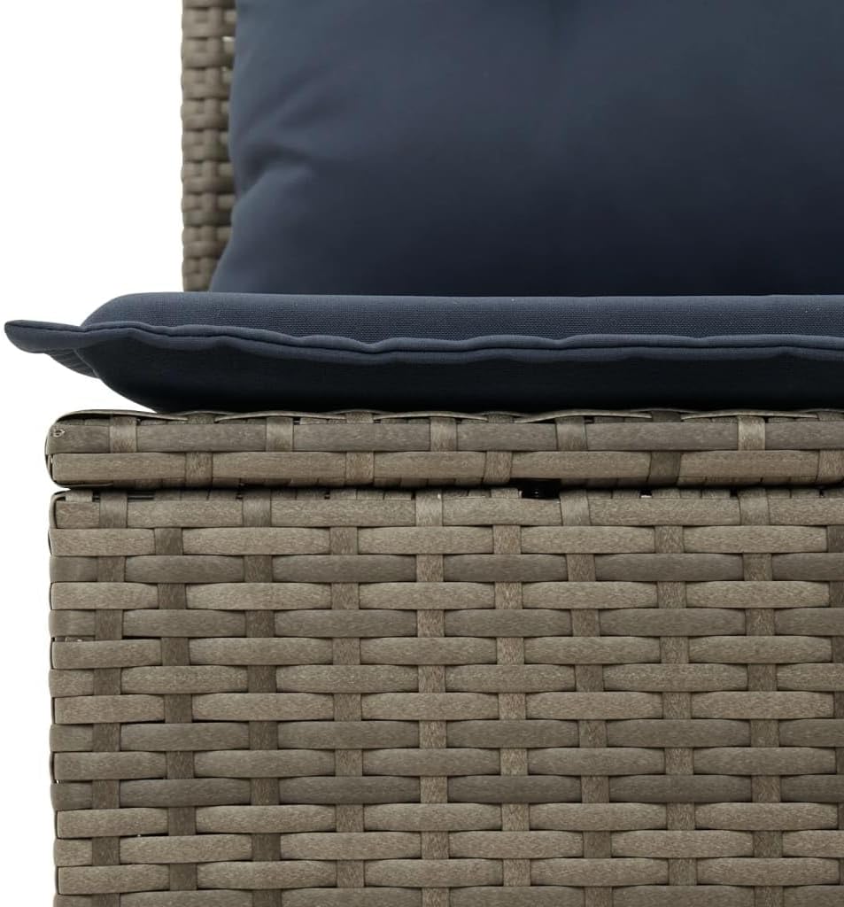 6 Piece Patio Sofa Set with Cushions Gray Poly Rattan, Modular Outdoor Furniture with Removable Washable Covers, Durable PE Wicker and Steel Frame for Garden Terrace Backyard
