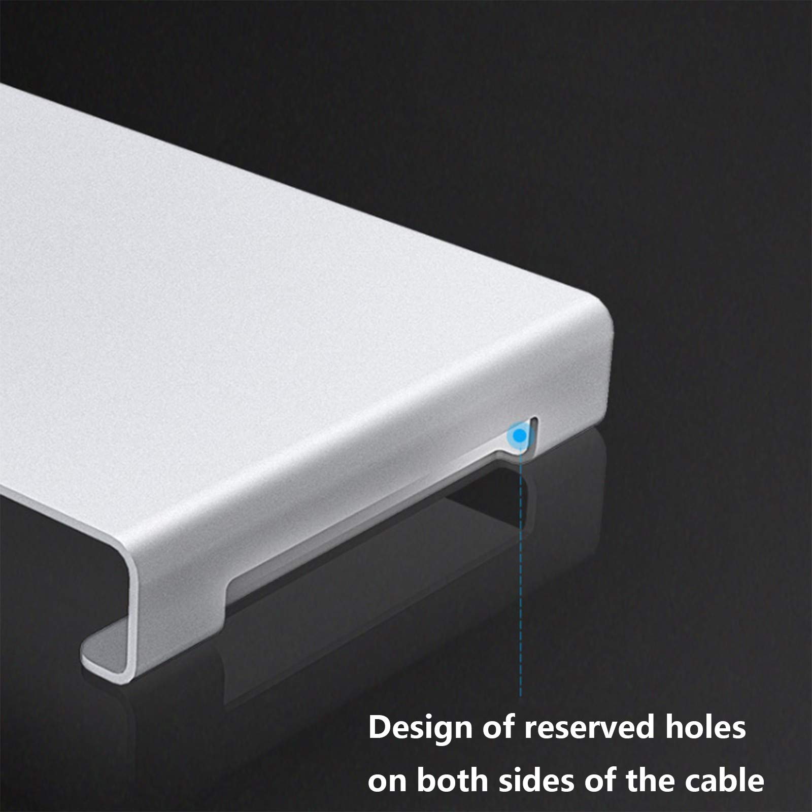 Supporto per Monitor per la Scrivania, Rialzo da Terra per PC, Desktop Base del Supporto Booster Pad, Lega di Alluminio, 400 * 210 * 45mm, Argento