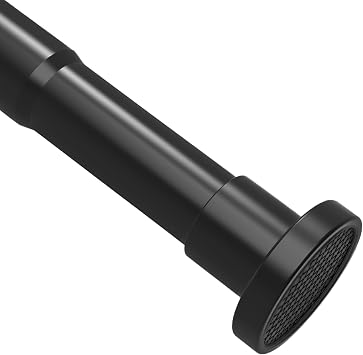 Extendable Shower Curtain Rod 76-224cm,Diameter 25mm Black Telescopic Rod for Shower Stalls, Bathrooms, Windows