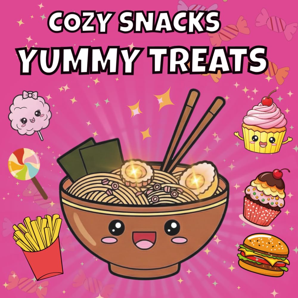 Cozy Snacks & Yummy Treats: Bold and Easy: "A Simple and Relaxing Coloring Book for Adults and Teens Featuring Big, Bold, and Easy Cute Food Illustrations with Thick Lines for Stress Relief and Fun.