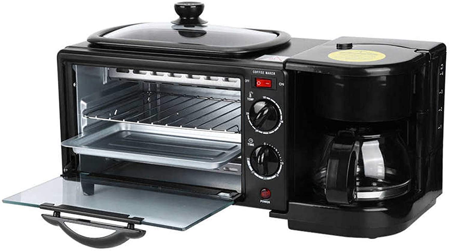 Forno Premium Convezione Fornello Alogeno Fornello Tostapane Forno Elettrico Padella Caffettiera Multifunzione 3 In1 Facile da Pulire Utile