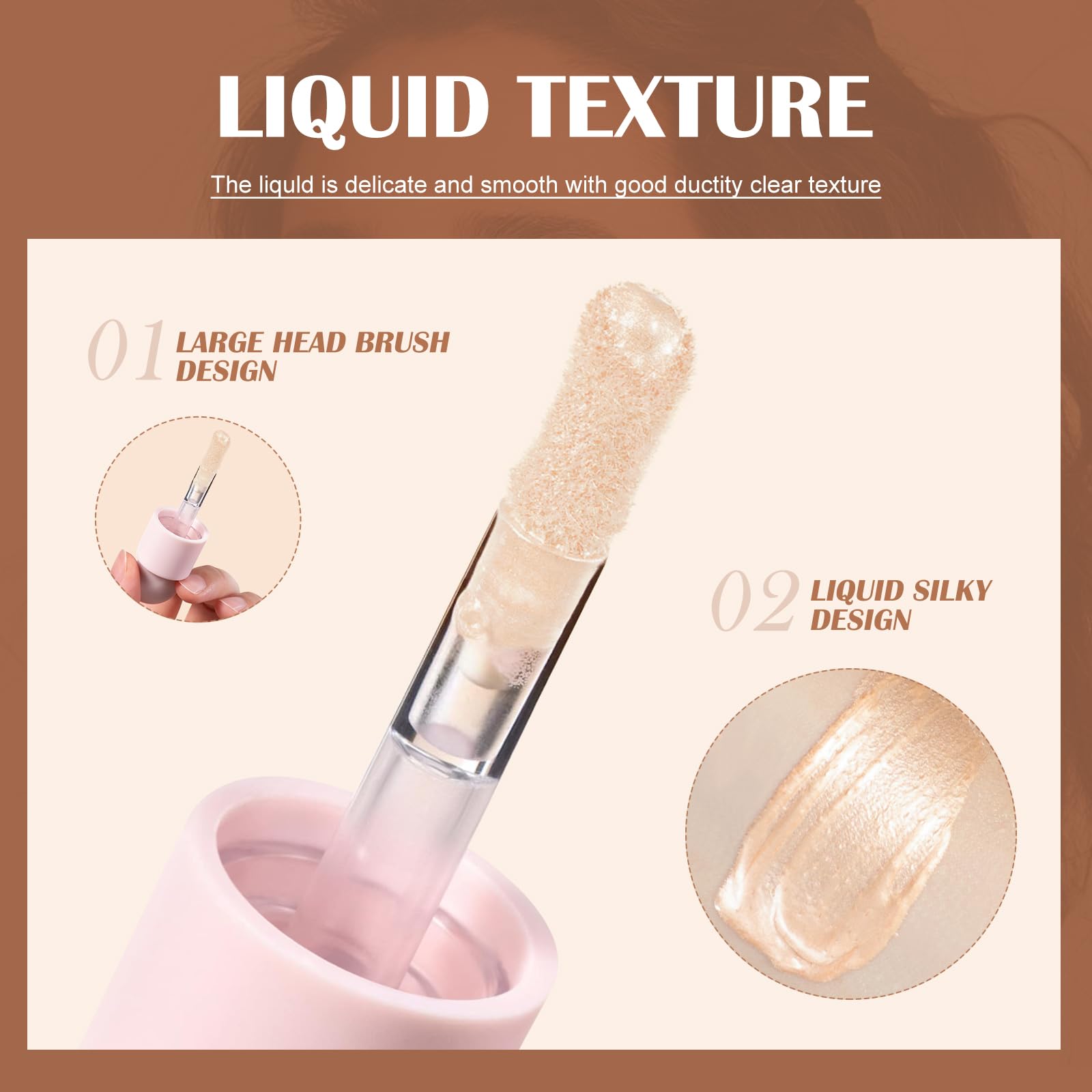 Highlighter Liquido Idratante Brighten, Illuminatore di Tintura Lunga Durata Smooth Shimmer, Illuminatore Liquido Naturale Facile Da Usare, Highlighter Makeup per Viso Corpo Zomi Glow