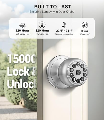 Miniatura 3 de Cerradura de puerta con teclado inteligente con asa, pomos de puerta inteligentes con cerradura, cerradura de puerta automática con código y