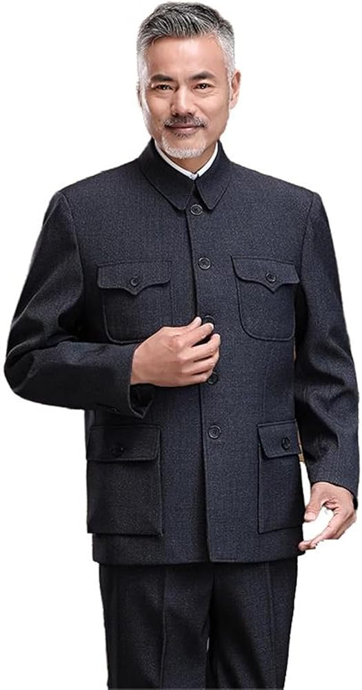 Men's Zhongshan Suit Jacket - Minimalist Stand Collar Coat for