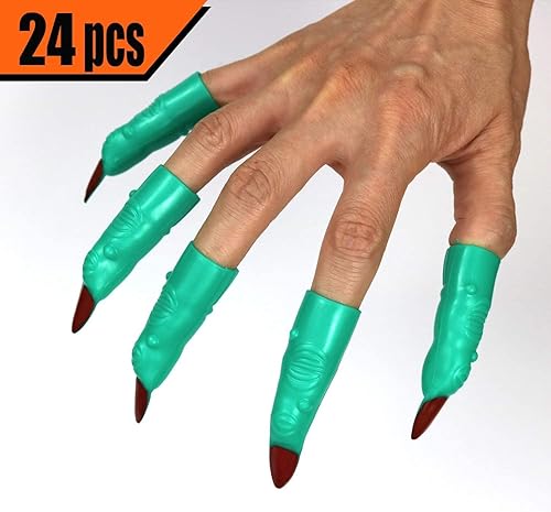 Miniatura 2 de GiftExpress 24 dedos de bruja de Halloween, accesorios de disfraz de dedos de bruja marciana de 2.5 pulgadas, uñas postizas, juguete de dedos de