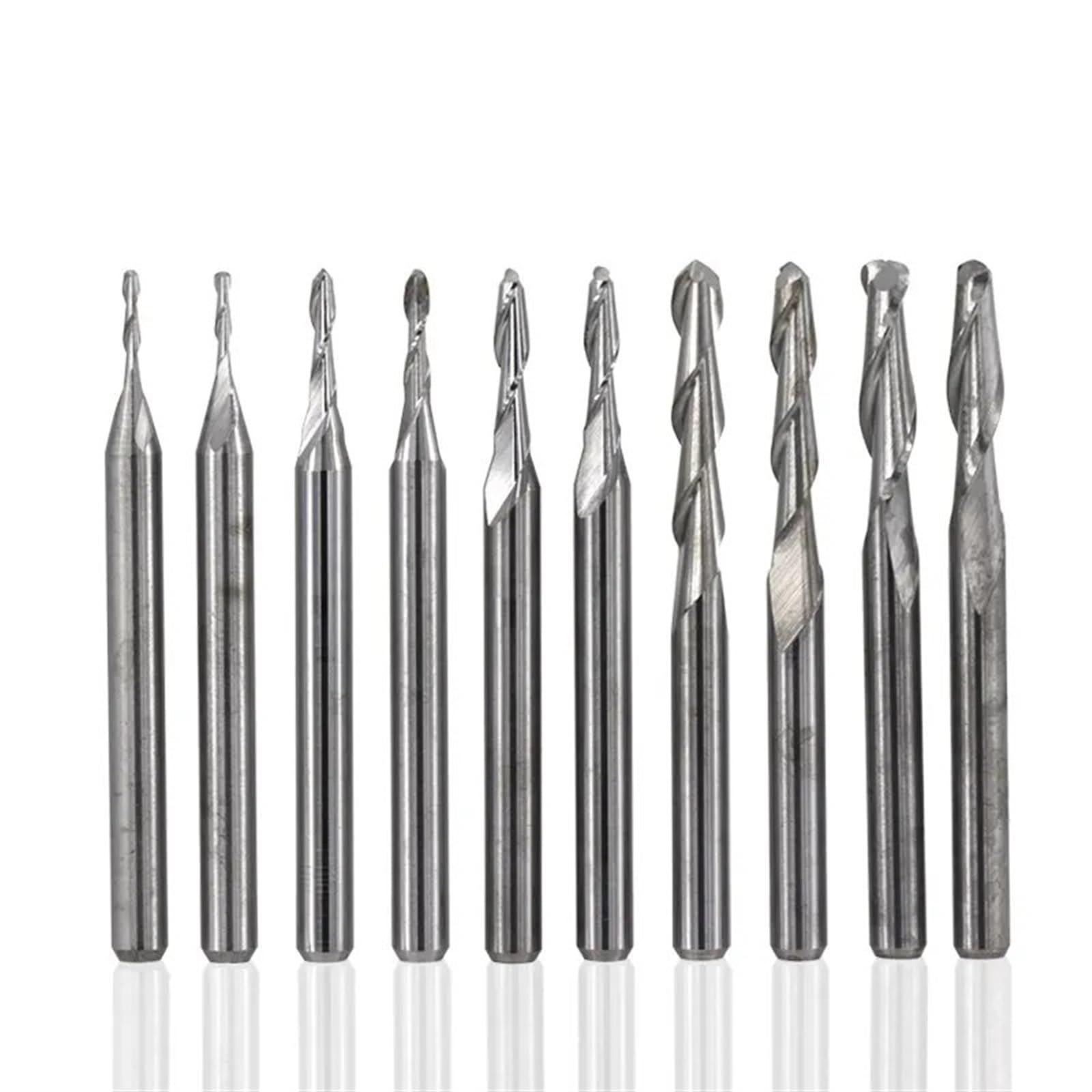 TBZOQAID 10pcs Ball Nose End Mill Cutter CNC Router Bits 3.175mm Shank Carbide 2Flute Spiral for Engraving Milling Roughing(3.175x3.175x22mm)