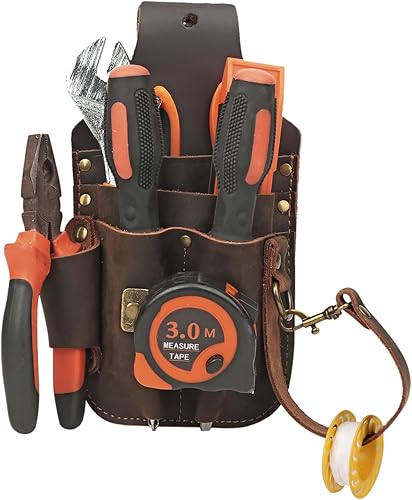 Miniatura 2 de TOURBON - Funda de cuero para electricista, correa de 3 pulgadas, correa de túnel de 3 pulgadas, bolsa de herramientas de mantenimiento multiusos, 5