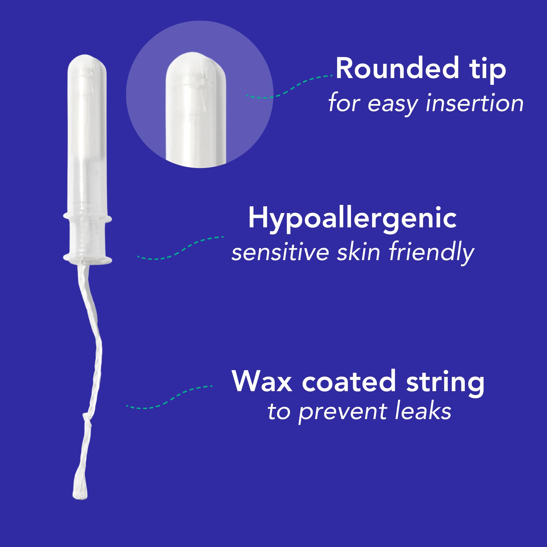Marlow 100% Organic Cotton Easy Glide Tampons with Compact Plant Based BPA Free Applicator, Chlorine Free, Toxin Free, Hypoallergenic, Dermatologically Tested, Fragrance Free, Light, 54 Count