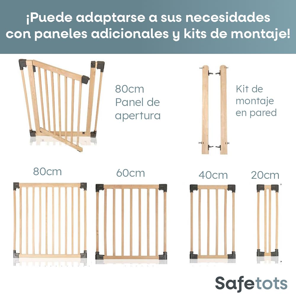 Safetots Barrera y parque de juegos de Paneles múltiples de Madera, Panel de extensión, Natural, Madera, 20cm, extensión para Barrera o parque de juegos