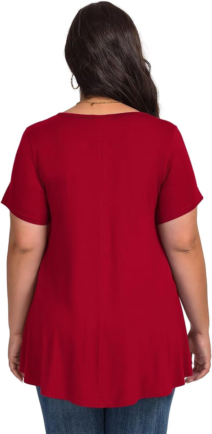 LARACE Plus Size Tops for Womens T Shirts Button Down Summer Clothes Short Sleeve Tunics Casual V Neck Blouses - Image 6