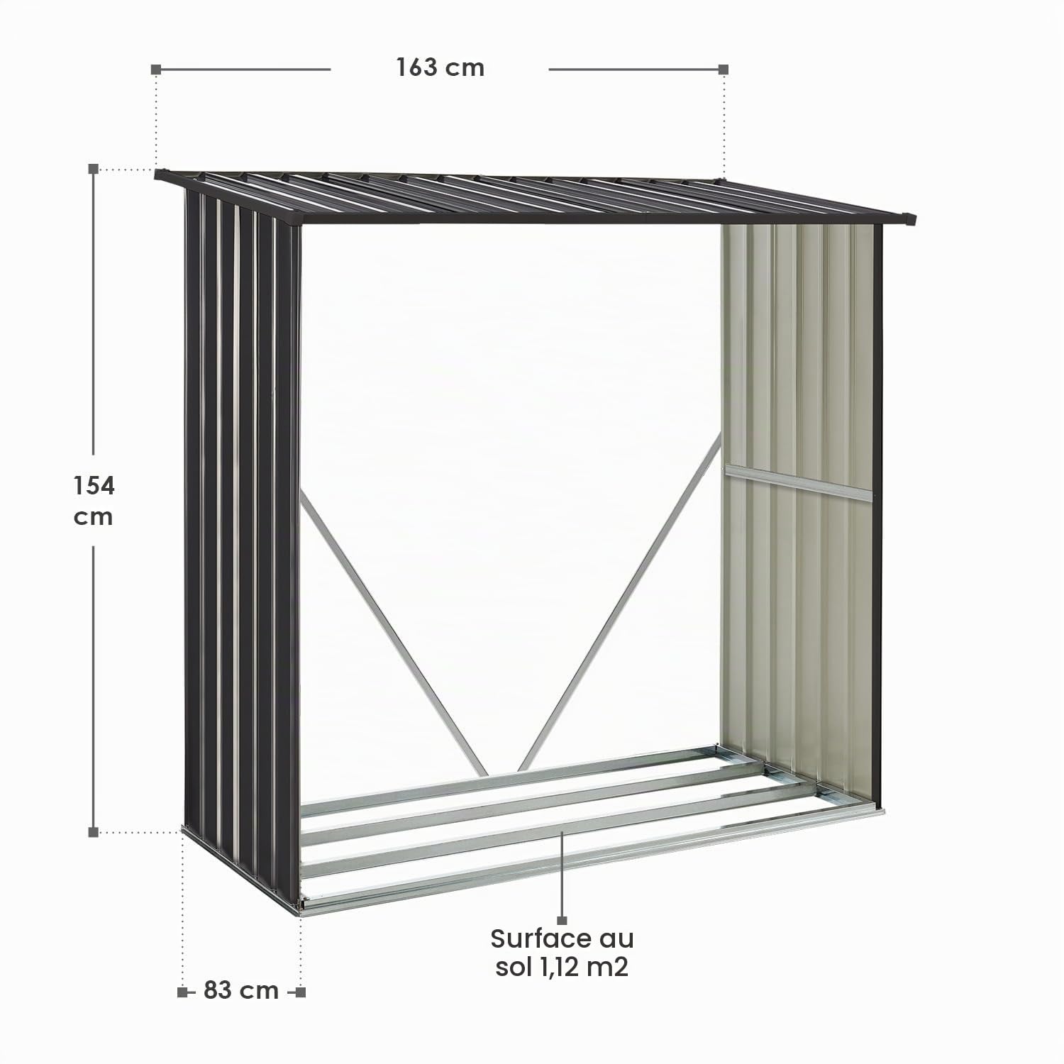 Juskys Abri à bois Enno extérieur étagère acier rangement métal anthracite