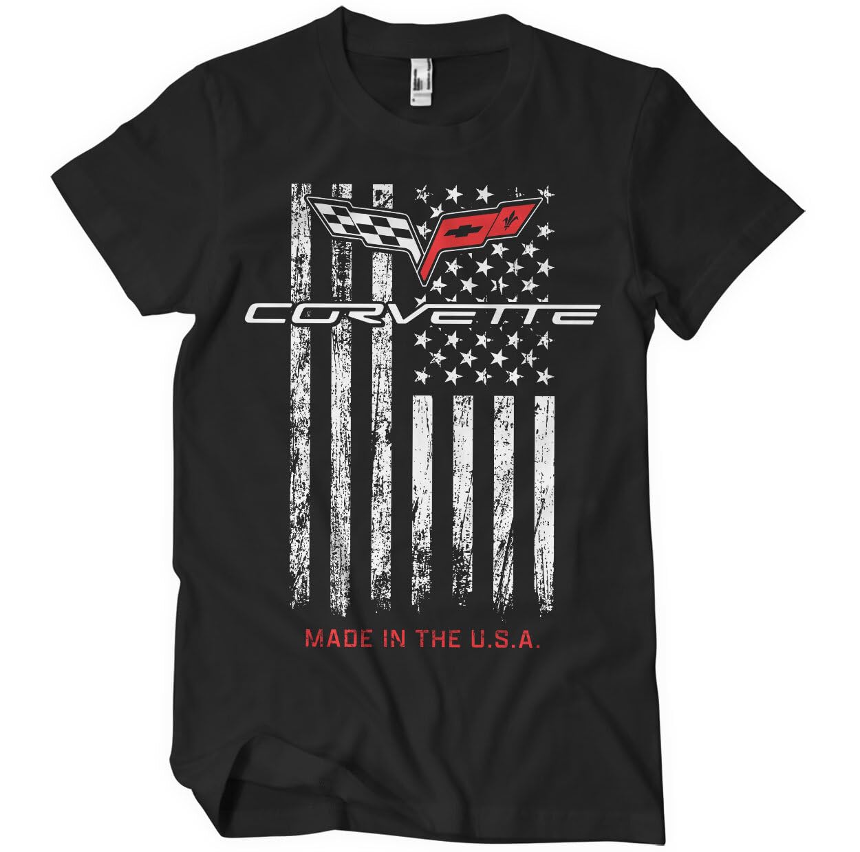 Chevrolet Unisex Black Officially Licensed Corvette - Made In The Usa Mens T-Shirt (Black), XXX-Large