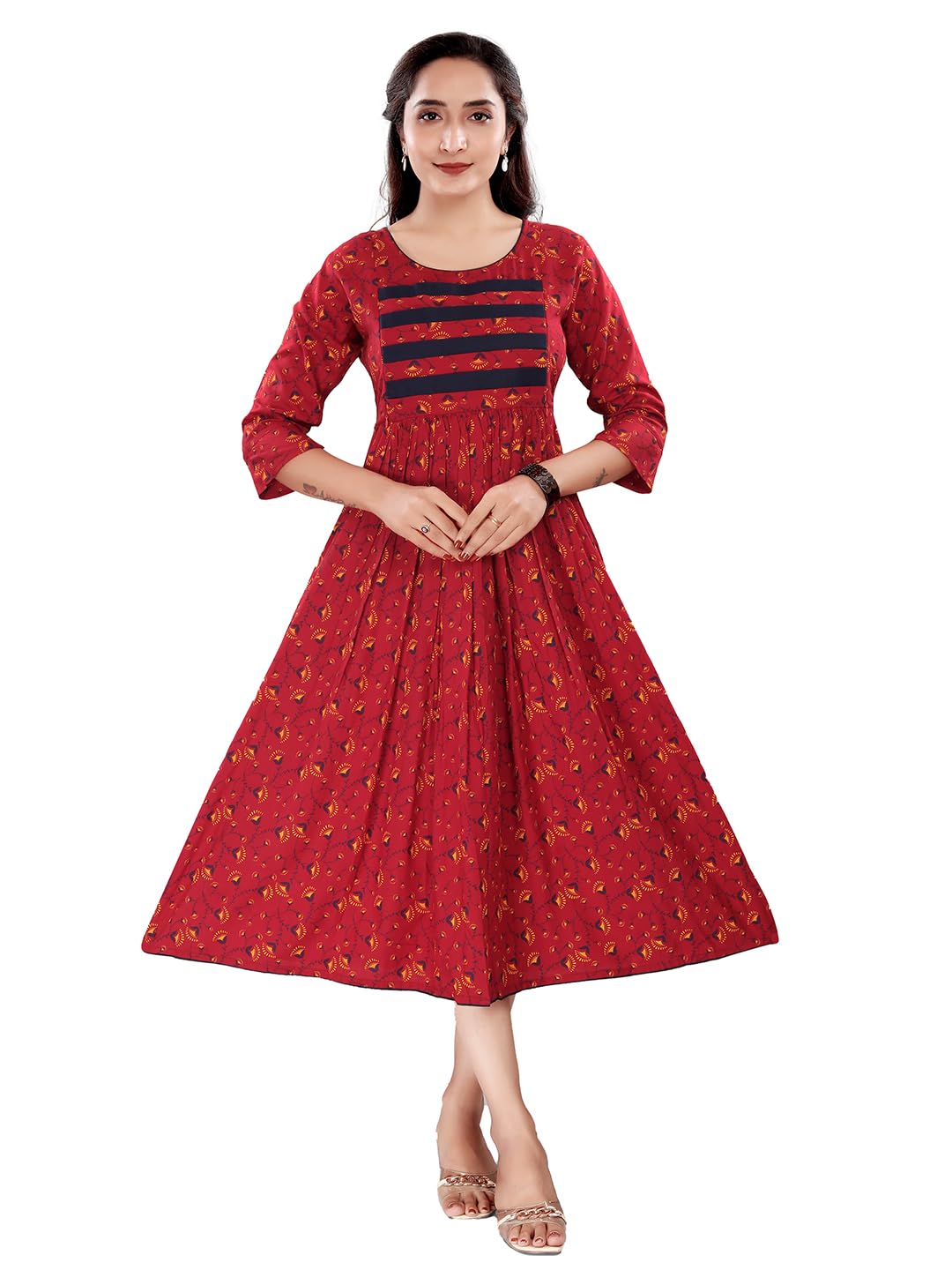 b2f manufacturing & designing kurti B2F Women's Printed Maternity Flared Kurti with Feeding Zip, One Piece Maternity Dress for Pre & Post Pregnancy.-picture-43