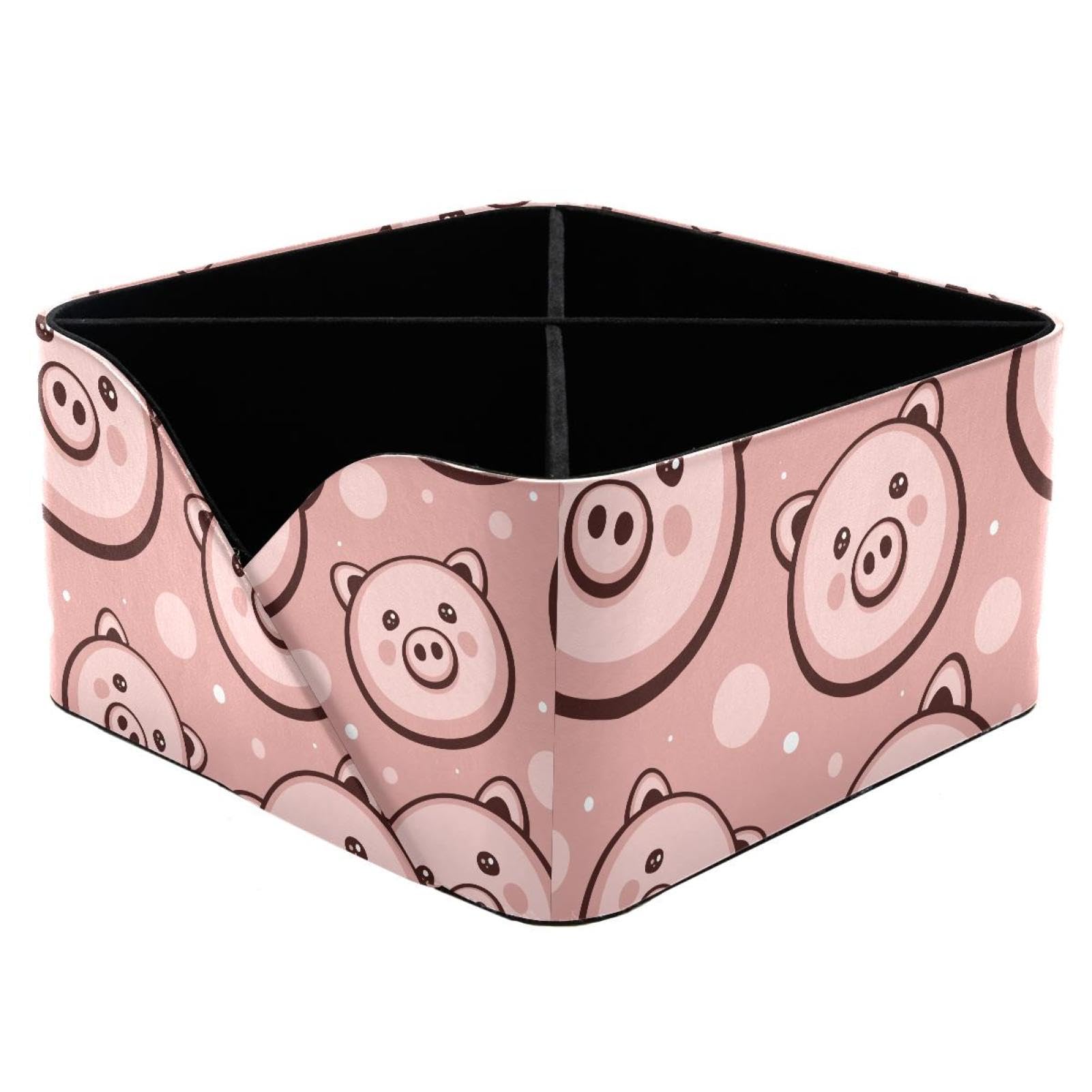 KengjuTesu Cute Pigs Desktop Organizer Pen Holder, Rectangular Pencil Cup for Office, Study and Makeup Stations