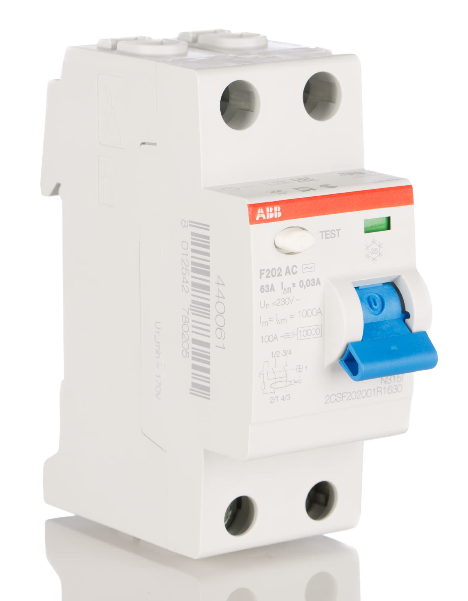 ABBF202AC-63/0.03 2 Pole Residual Current devices RCD, 63 Amp Current, 30mA (2CSF202001R1630)