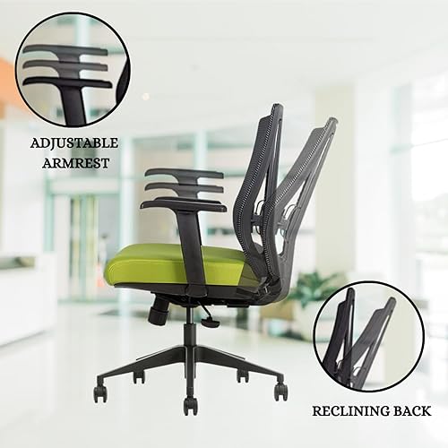 Miniatura 5 de Silla de oficina ergonómica  Malla transpirable  Soporte lumbar ajustable con reposabrazos 3D función de inclinación y ruedas giratorias de 360