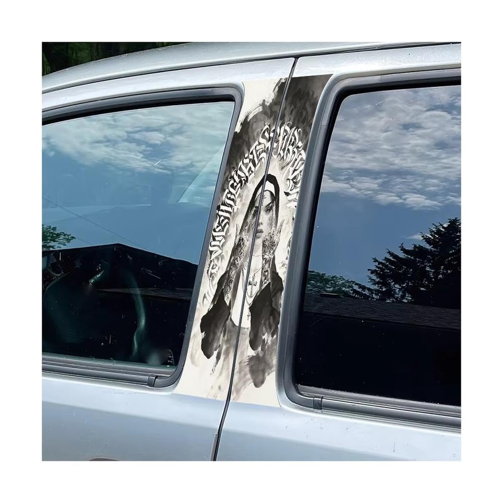 Bertdcx One Color Car Adhesive Waterproof Vinyl B Post Protective Rebellious Nun Glossy Stickers Auto Parts