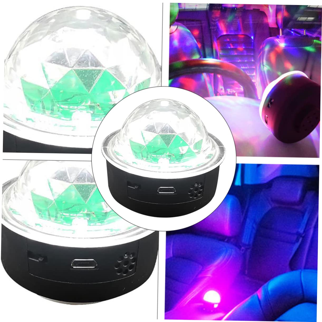 SEWACC Portable Stage Light Voice Activated Disco Ball RGB Crystal Ball Charging