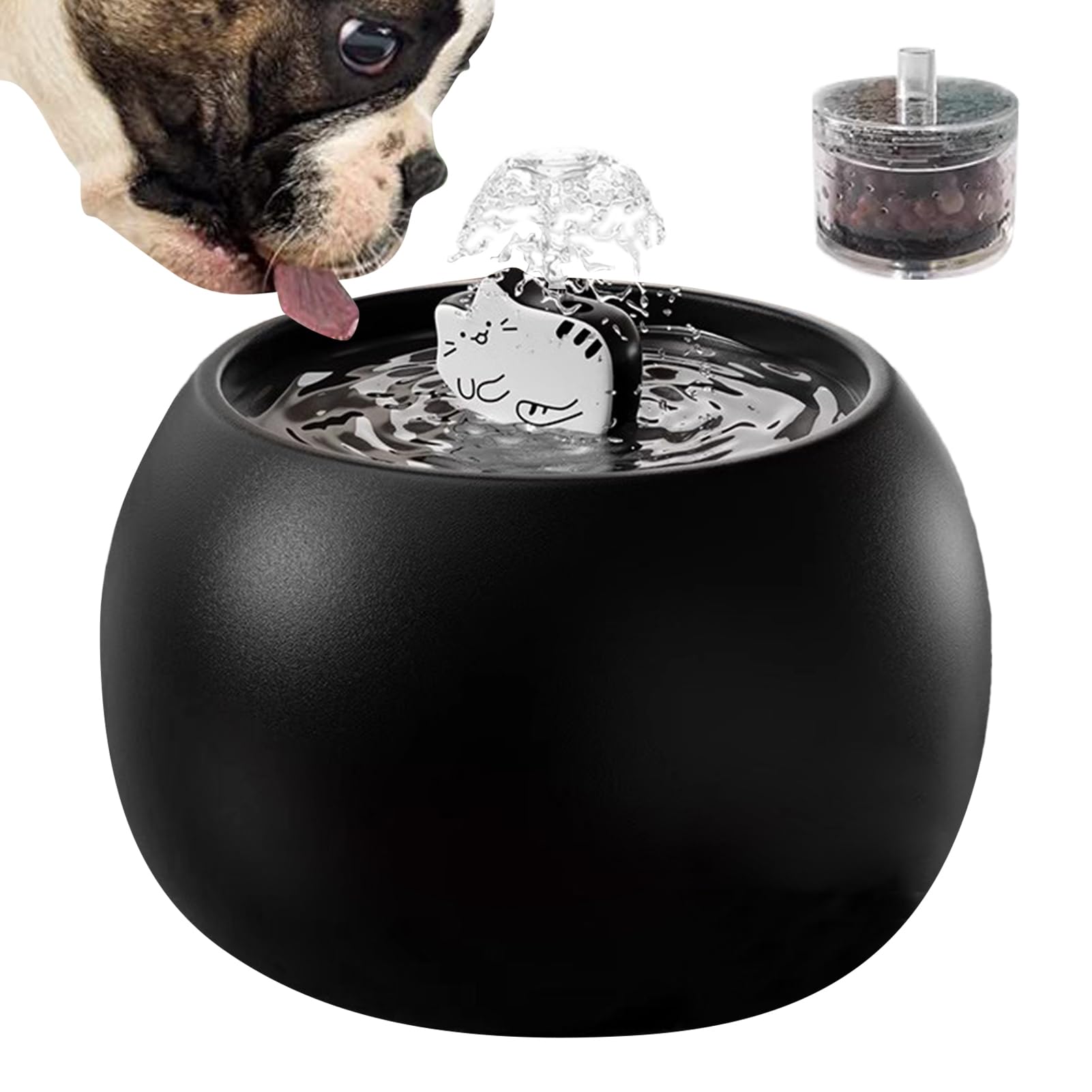 Fontaines À Chat,Fontaine À Eau Amovible pour Chats D'Intérieur | Distributeur d'eau Électrique Rechargeable 3D À Détection Automatique pour Chien Chat À La Maison Et À L'extérieur