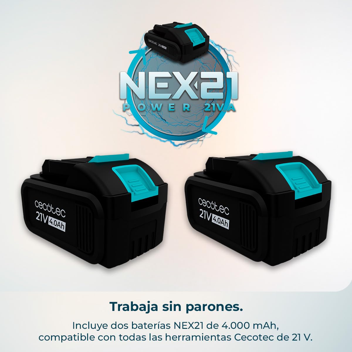Cecotec Desbrozadora Eléctrica a Batería Cortabordes FastCut 4000 Freemove.650W, 2 Baterías de 21V y 4000mAh, Multifunción, Cabezal Orientable, Tubo Telescópico, Accesorios y Recambios