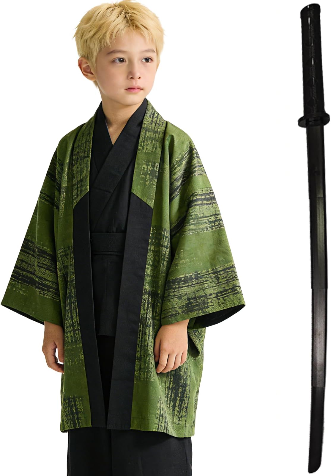 Halloween Cosplay Costumes Kimono Kids Anime Halloween Green Cloak