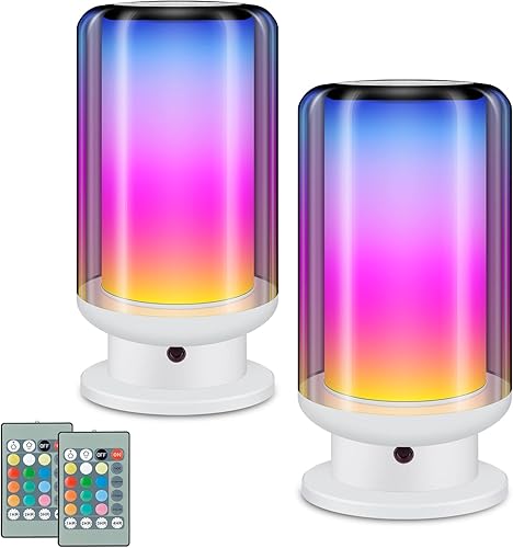 Lámpara de mesa LED con cambio de color, lámpara de noche regulable con control remoto, lámpara de escritorio alimentada por ACUSB, lámpara de