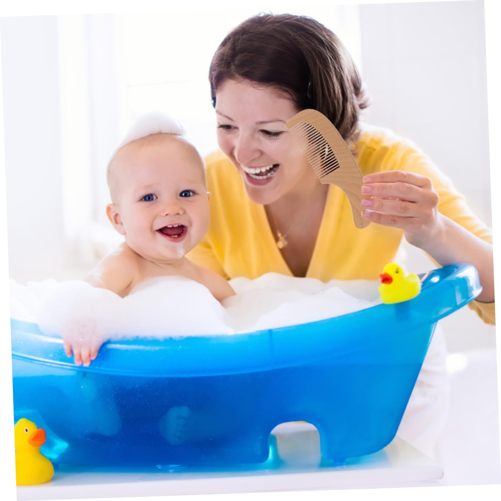 TOYANDONA 5juegos Cepillos Para Bebés De Madera Natural Peine y Cepillo Para Cuidado De Nacidos y Baño De Aseo