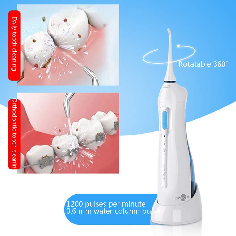 Portable professionnel sans fil dentaire IRRIGATOR oral avec réservoir 150ml et 2 jet conseils dents nettoyant pour bretelles, 3 modes de nettoyage, USB rechargeable, IPX7 imperméable à l'eau