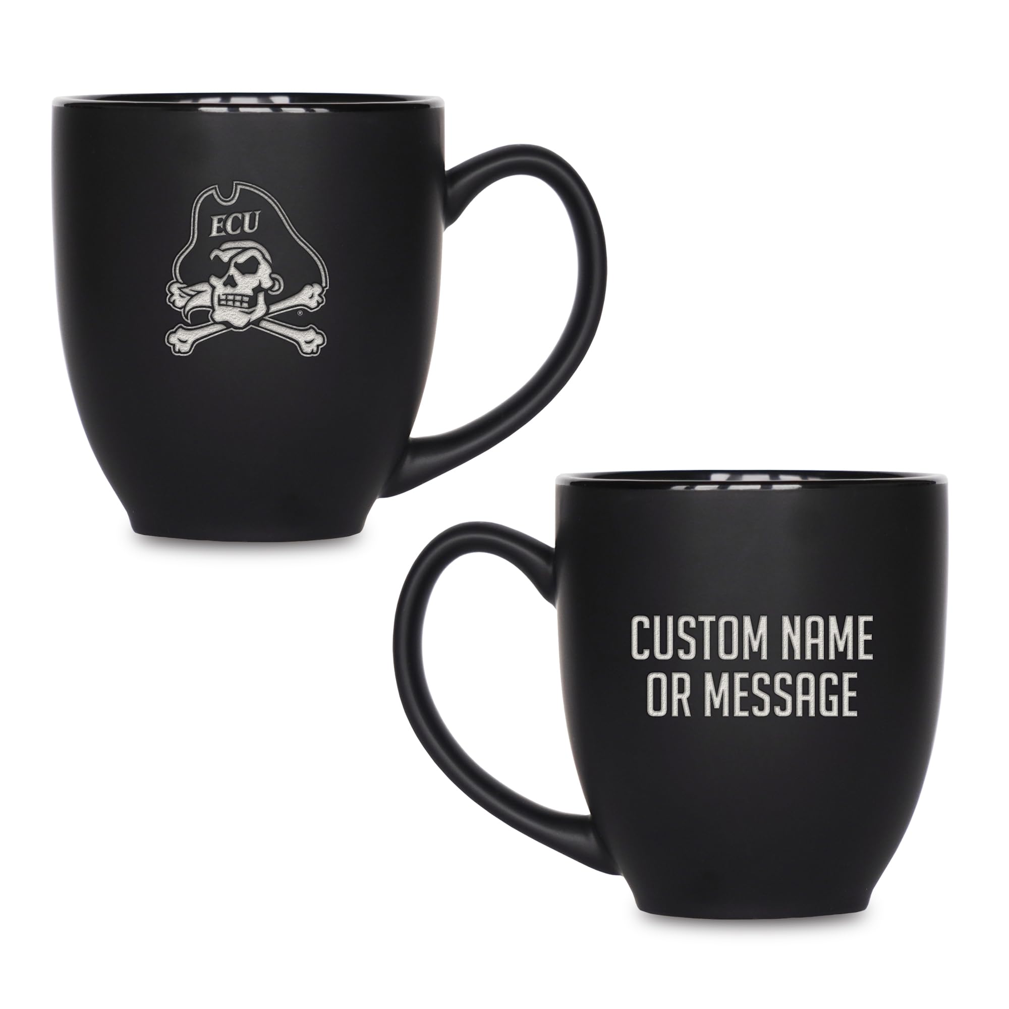 Rico Industries NCAA Primary 15-Oz Personalized Matte Black Bistro Mug - for Hot or Cold Drinks