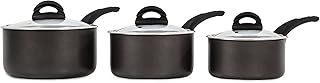 Tower T80302 Cerasure 3 Piece Saucepan Set with Non-Stick Coating, Suitable for All Hob Types Including Induction, 16/18/20cm, Graphite