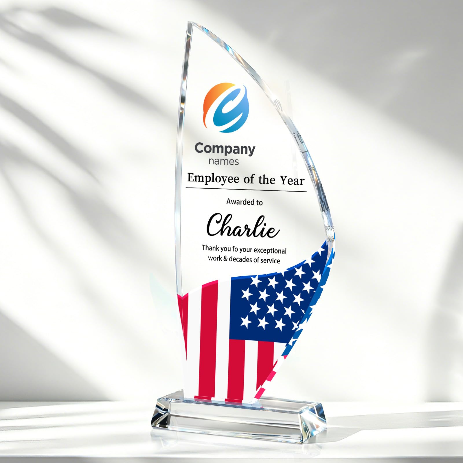 Personalized Crystal Trophy Award, Custom Awards and Trophies with Logo Photo Text, Teacher &amp; Employee Appreciation Gifts, Custom Plaque for Boss Coworker Teacher, Trophy Bulk