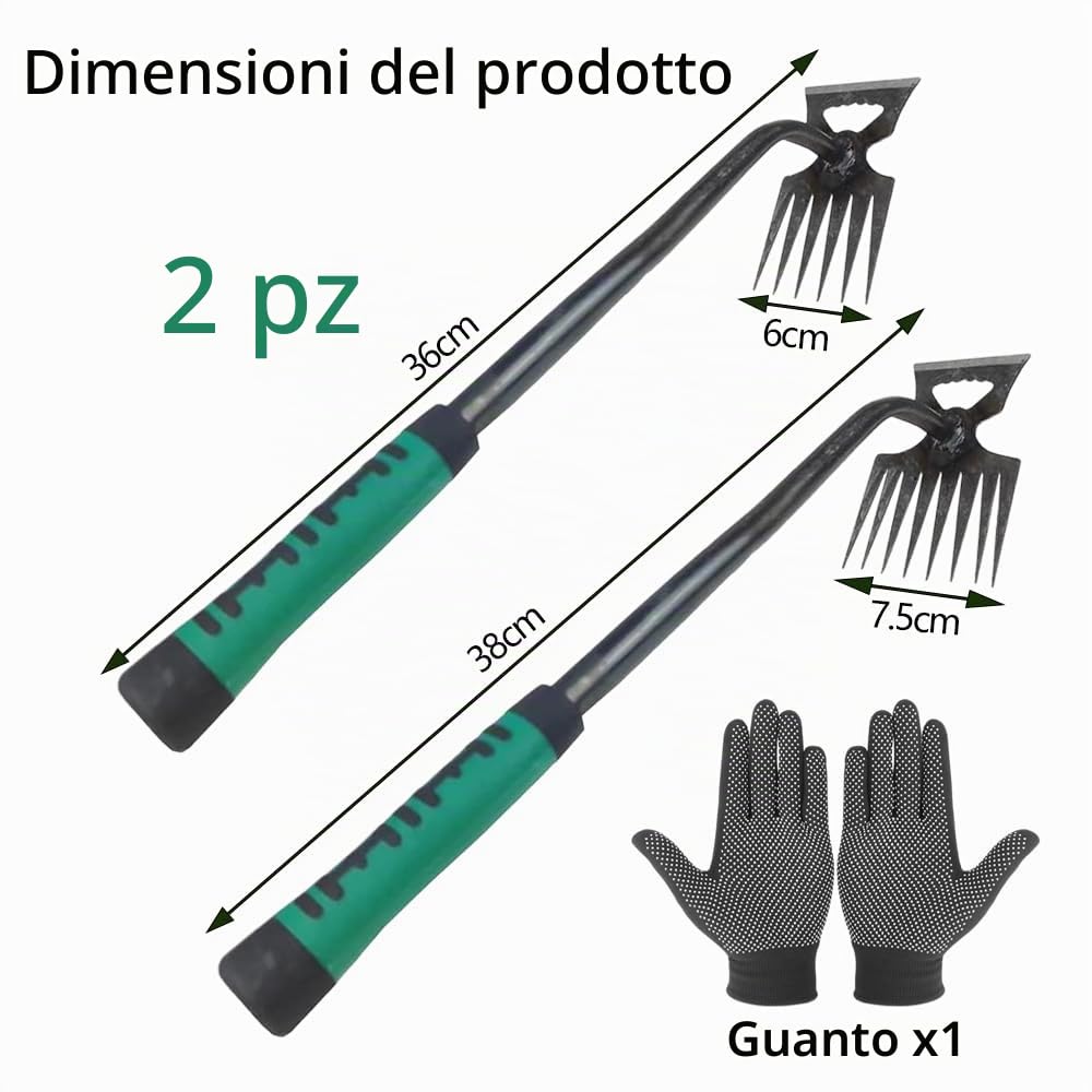 Anyingkai 2 Pezzi Sarchiatore Manuale con Manico,Earchiatore per Erbacce Professionale,Attrezzi per Diserbo,Estirpatore Erbacce orto,Diserbatrice Manuale,Estirpatore Erbacce Manuale (2 Grandi)