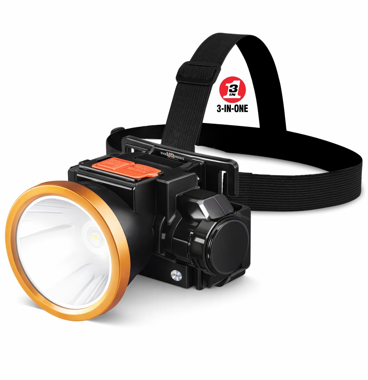 Pick Ur Needs 50W Rechargeable Emergency LED Headlamp Torch | 1200mAh Battery | 3 Light Modes | Long Range White Light | 4H Backup | Type C Charging Head Light for Camping, Fishing & Hiking-image-46