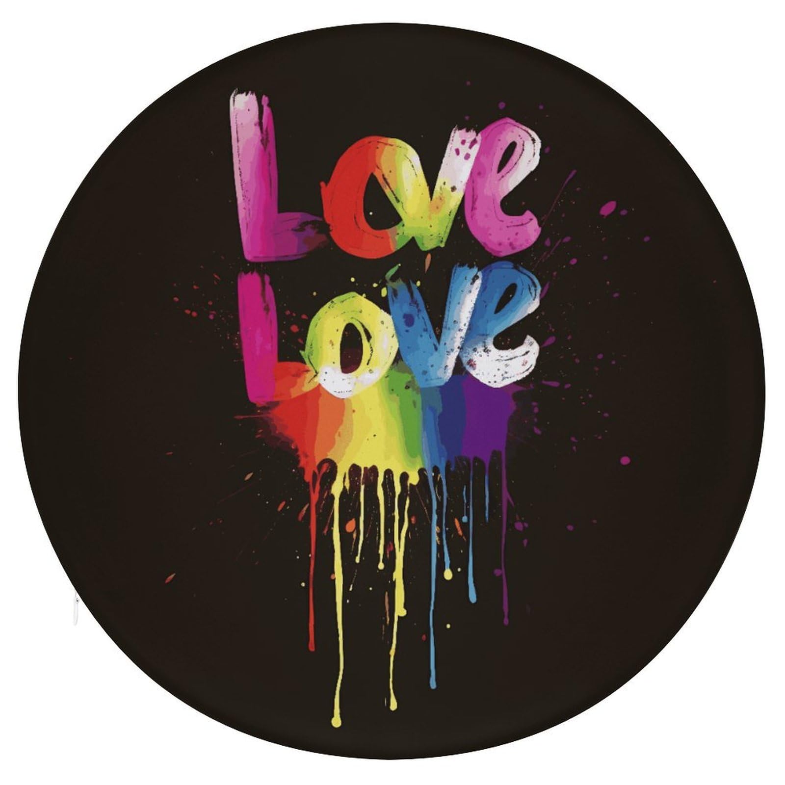 Love is Love okrągła poduszka, z dodatkiem pianki z pamięcią kształtu, poduszka na krzesło, pokrowiec poliestrowy z zamkiem błyskawicznym, poduszka do siedzenia na łóżko, sofę, krzesło biurowe