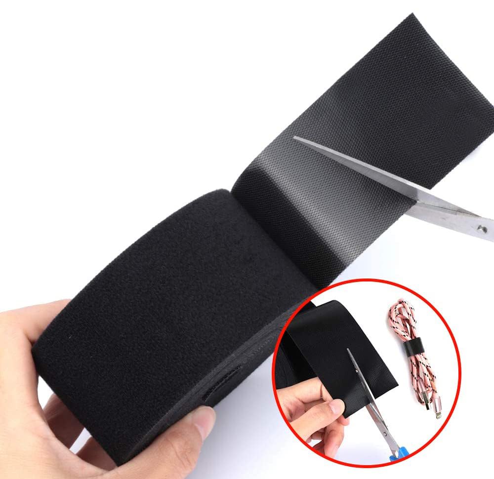 TEUVO 50mm x 5M Fascette Fermacavo, Non Adesivi Fascette per Cavi Riutilizzabili per Raccogli Cavi Scrivania, DIY Artigianato, Fissaggio della Tenda, Cable Management su Casa e Ufficio