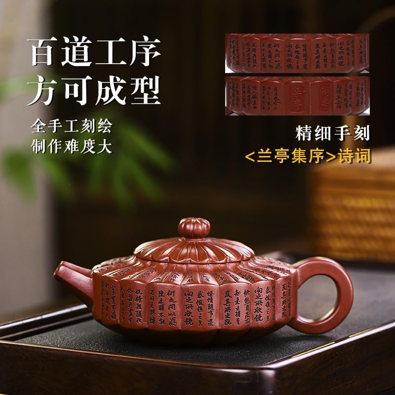 Miniatura 4 de Tetera Zisha hecha a mano, té chino Yixing de arcilla morada de 10.8 onzas, infusor chino de Kungfu Brew té de hojas sueltas