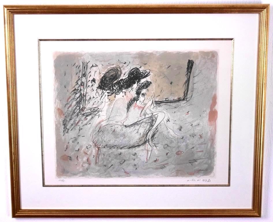 織田広喜『パリの女』リトグラフ 直筆サイン有 額装 織田広喜『パリの女』リトグラフ 直筆サイン有 額装 織田広喜『パリの