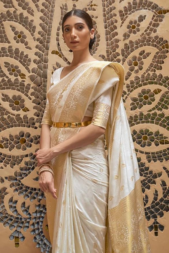 VIBRANCE Womens Kanjivaram Banarasi Silk Saree Patola saree with Unstitched blouse piece